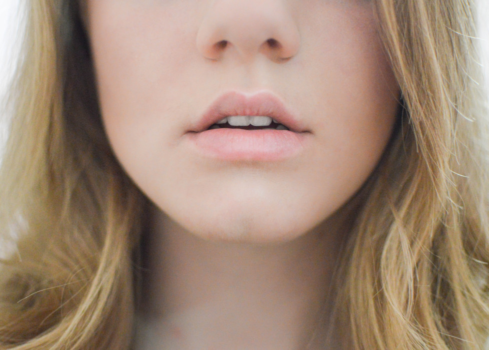 up close of woman with plump lips