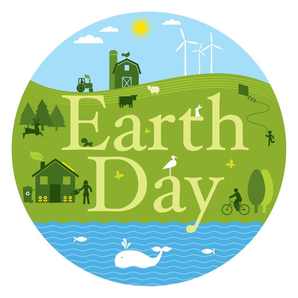 Earth Day illustration of ocean and animals