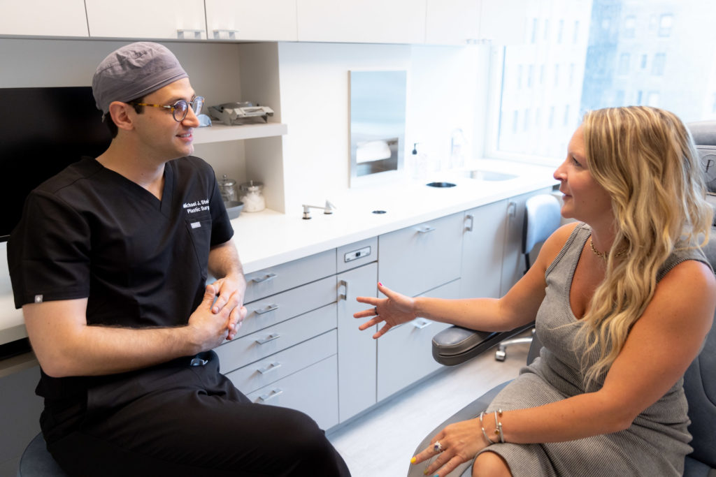 Dr. Stein and patient during a breast surgery consultation near you in NYC