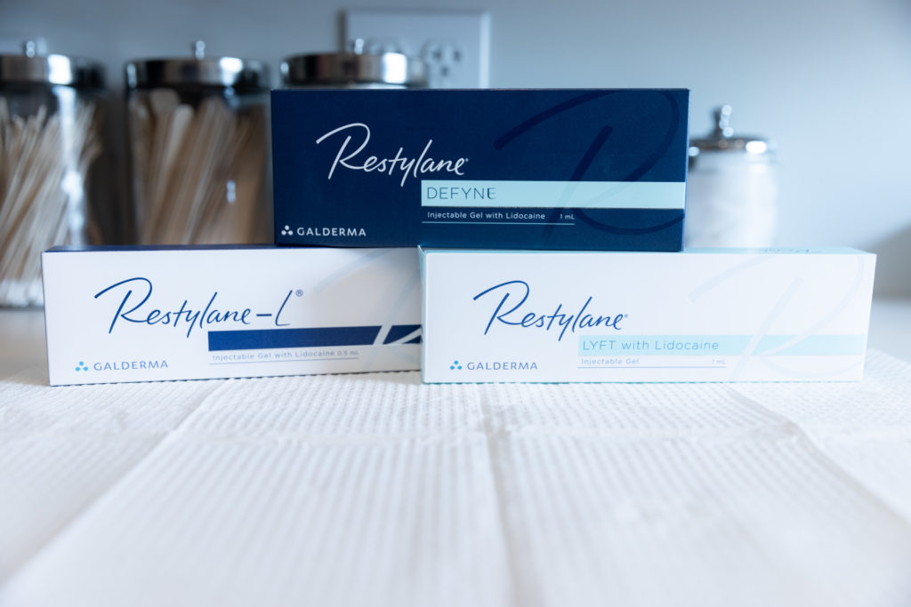 Restylane facial fillers in boxes